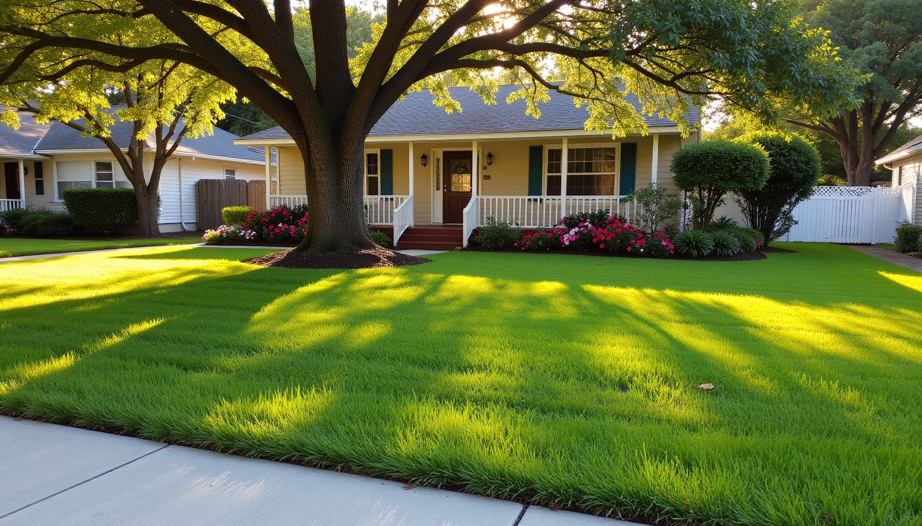 Cleanly maintained lawn and landscaping beds at a property in DeLand Florida