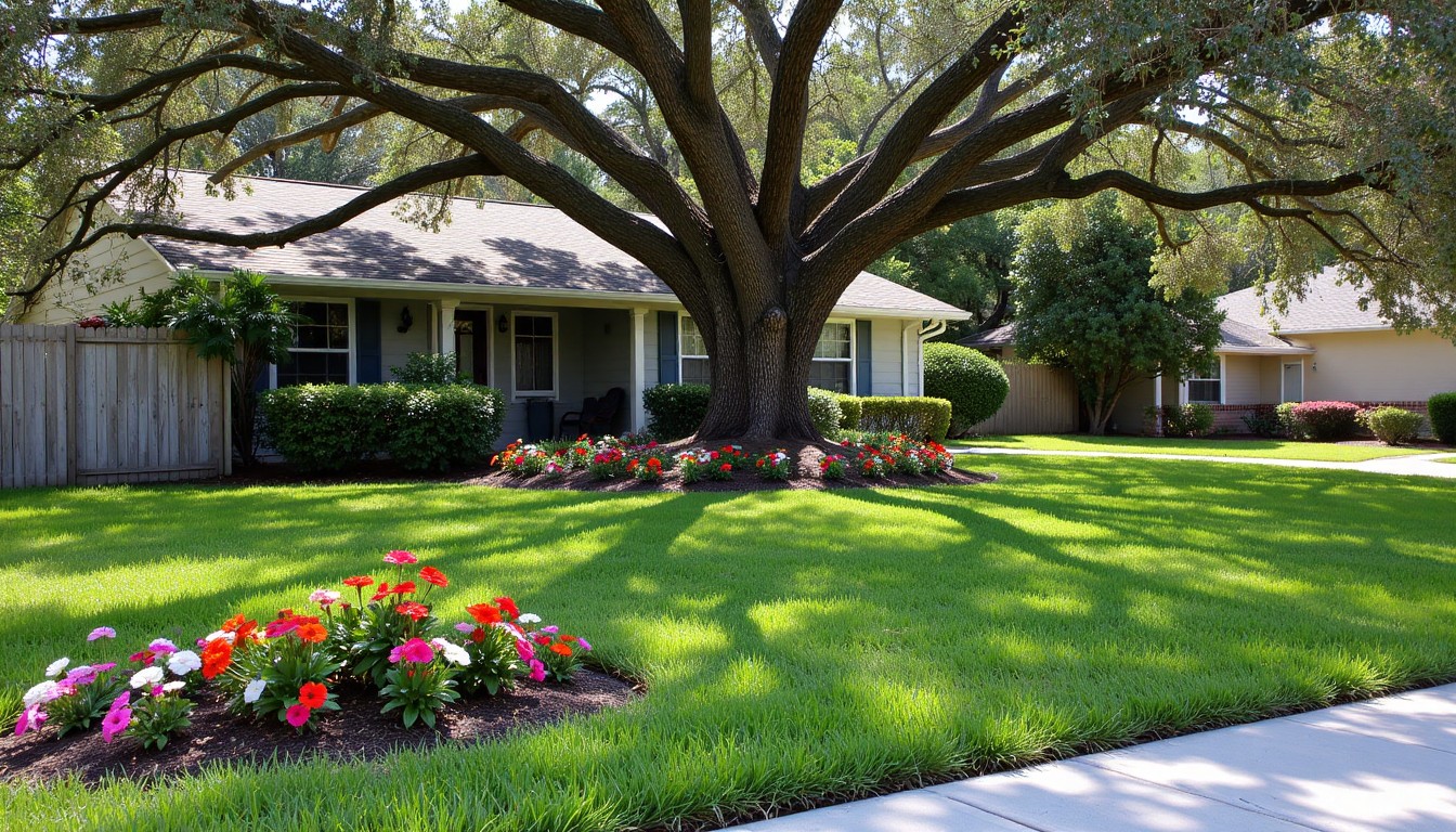 Cleanly maintained front yard in Orange City Florida with neat edging and tidy landscaping