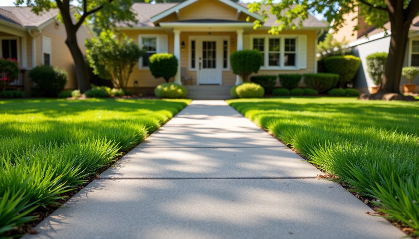 Clean edging along a sidewalk with neatly trimmed borders